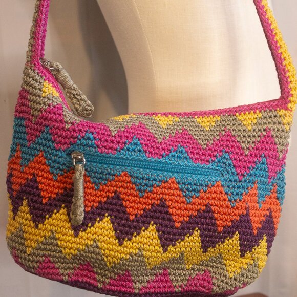 The Sak Preowned Multicolor Crochet Chevron Bag - Picture 2 of 6
